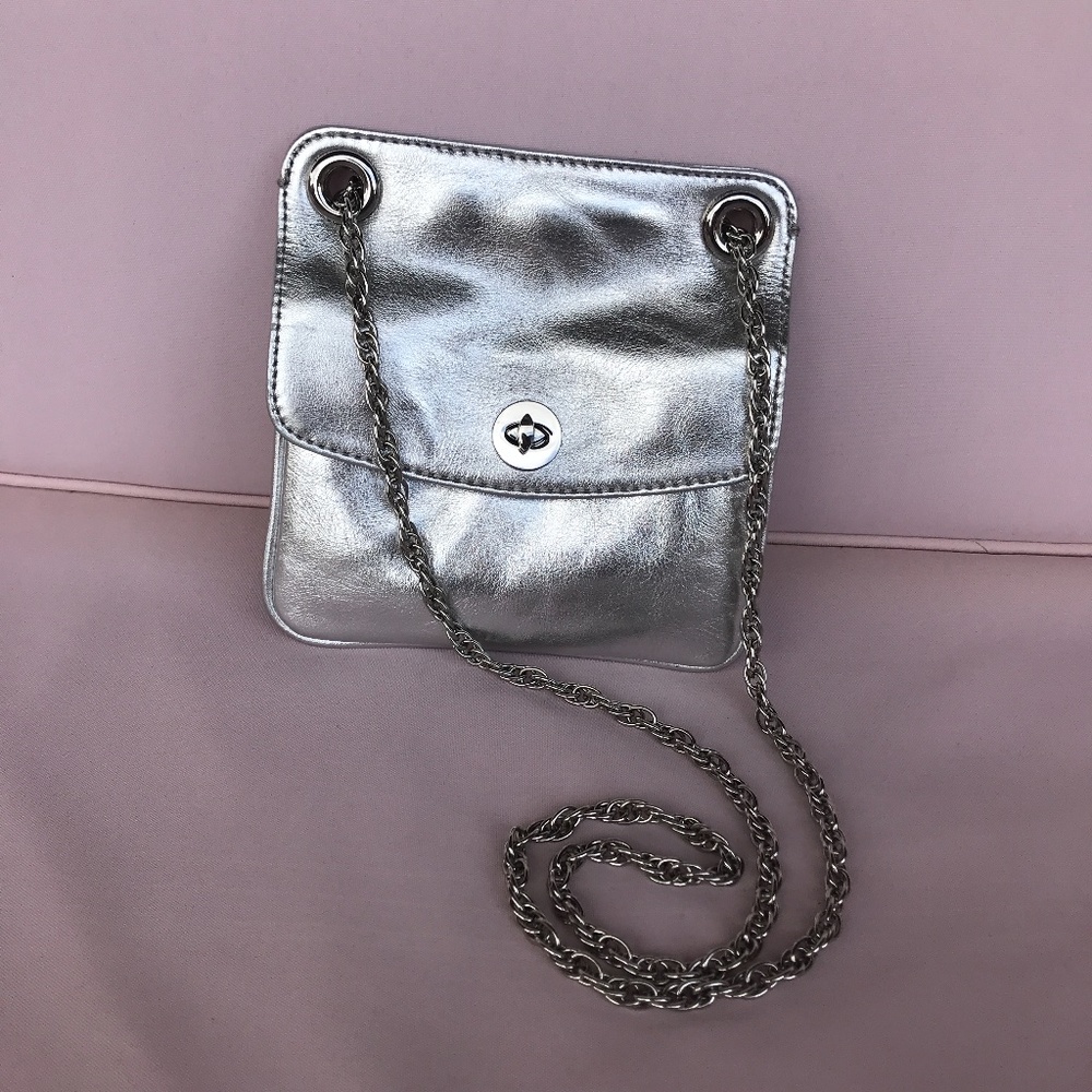 Talbots Silver Metallic Chain Handbag